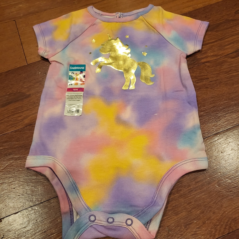 ✨ NWT Baby girl Unicorn Tie-Dye Bodysuit size 18M ✨